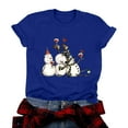 thumbnail image 1 of idosla Snowman Cheers T Shirts Women Funny Christmas Snowman Graphic Tees (Blue, XL), 1 of 8