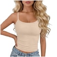 thumbnail image 1 of idosla Spaghetti Strap Crop Tank Tops for Women Cute Summer Camisoles for Teens Fitted Basic Layering Cami Undershirts (Beige, One Size), 1 of 9