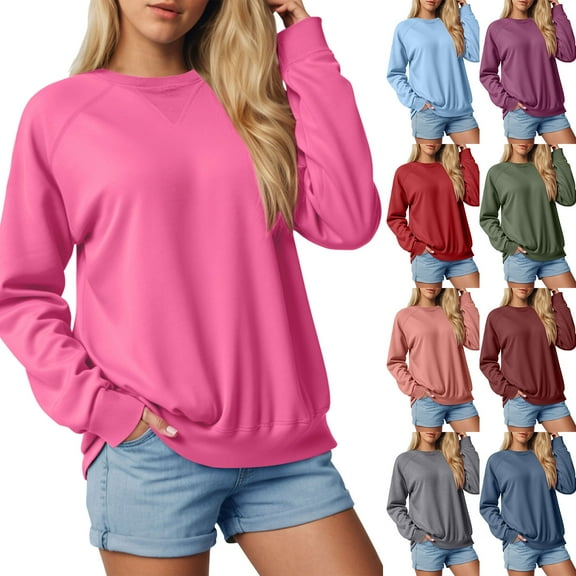 idosla Sweatshirt for women Side Split Fall Fashion 2025 Long Sleeve Shirts Trending Now (Blue, L)