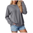 thumbnail image 1 of idosla Sweatshirt for women Side Split Fall Fashion 2025 Long Sleeve Shirts Trending Now (Grey, S), 1 of 7