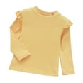 thumbnail image 1 of idosla Toddler Girls Fleece Shirts Ruffle Long Sleeve T-Shirts Solid Color Warm Basic Tees Tops Fall Tshirts (Yellow, 1-2 Years), 1 of 4