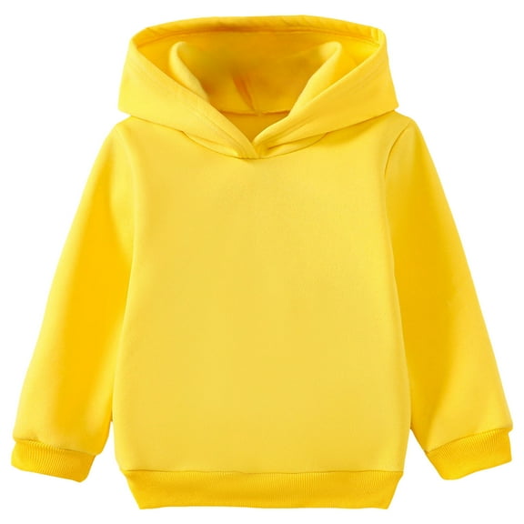 idosla Toddler Hoodies Boys Girls Cotton Pullover Hoodie Casual Kids Long Sleeve Solid Fall Winter Hooded Tee Tops Blouse (Yellow, 5-6 Years)