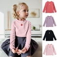 thumbnail image 1 of idosla Toddlers Baby Girls Basic Turtleneck T-Shirt Tops Cotton Lettuce Edge Trim Long Sleeve Strawberry Toddler Girl Clothes (Pink, 5-6 Years), 1 of 5