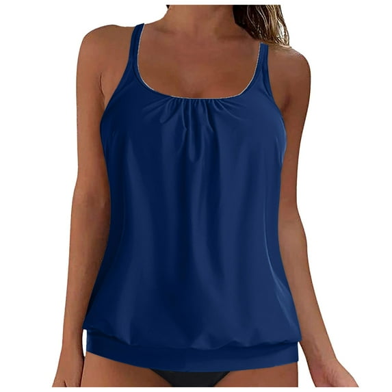 idosla Tummy Control Tankini Swim Tops - Women Ruched Swimsuit Bathing Suit Top Only Modest Swimwear 2026 (Navy, M)