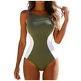 thumbnail image 1 of idosla Women Athletic One Piece Swimsuits Sporty Racerback Bathing Suits Full Coverage Modest Swimwear (Dark Green, S), 1 of 9