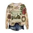 thumbnail image 1 of idosla Women Christmas Cartoon Fun Gift Casual Sweatshirt Xmas Novelty Christmas Light Casual Pullover Fall Sweatshirt (Light Yellow, L), 1 of 8