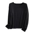 thumbnail image 1 of idosla Women Lightweight Pajamas Tops Long Sleeve Plain Lounge T-Shirt Crewneck Soft Pajama Shirts Sleep Tunics Tee (Black, L), 1 of 5
