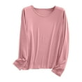 thumbnail image 1 of idosla Women Lightweight Pajamas Tops Long Sleeve Plain Lounge T-Shirt Crewneck Soft Pajama Shirts Sleep Tunics Tee (Light Pink, XL), 1 of 5
