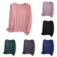 thumbnail image 1 of idosla Women Lightweight Pajamas Tops Long Sleeve Plain Lounge T-Shirt Crewneck Soft Pajama Shirts Sleep Tunics Tee (Light Pink, XXL), 1 of 5
