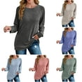 thumbnail image 1 of idosla Women Long Sleeve Shirts Fall Top Casual Pleated Blouse for Women Fashion (Dark Gray, L), 1 of 7