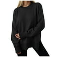 thumbnail image 1 of idosla Women Oversized Sweatshirts Thumbhole Long Sleeve Hoodies Shirts 2025 Fall Side Slit Pullover Top Teen Y2k Outfits (Black, S), 1 of 7