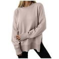 thumbnail image 1 of idosla Women Oversized Sweatshirts Thumbhole Long Sleeve Hoodies Shirts 2025 Fall Side Slit Pullover Top Teen Y2k Outfits (Khaki, L), 1 of 8