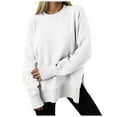 thumbnail image 1 of idosla Women Oversized Sweatshirts Thumbhole Long Sleeve Hoodies Shirts 2025 Fall Side Slit Pullover Top Teen Y2k Outfits (White, L), 1 of 7