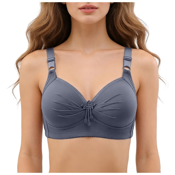 idosla Women Padded Push Up Bras Seamless Soft Underwire T-Shirt Bra (Grey, 44)