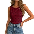 thumbnail image 1 of idosla Women Polka Dot Tank Tops Sleeveless Crew Neck Print Basic Casual Slim Fit T Shirt Y2k Trendy Going Out Top (Wine, L), 1 of 6