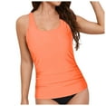 thumbnail image 1 of idosla Women Tankini Swim Tops Only - Tummy Control Swimsuit Bathing Suit Top Square Neck Slimming Swimwear No Bottom (Orange, XXL), 1 of 9