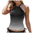 thumbnail image 1 of idosla Women Tankini Top Only High Neck Bathing Suit Top Tummy Control Ruched Swimsuit Without Bottom (Black, M), 1 of 7