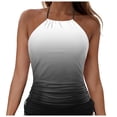 thumbnail image 1 of idosla Women Tankini Top Only High Neck Bathing Suit Top Tummy Control Ruched Swimsuit Without Bottom (Grey, M), 1 of 7