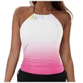 thumbnail image 1 of idosla Women Tankini Top Only High Neck Bathing Suit Top Tummy Control Ruched Swimsuit Without Bottom (Pink, M), 1 of 7