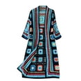 thumbnail image 1 of idosla Women Vintage Crochet Granny Square Cardigan Jumper Long Sleeve Open Front Floral Knit Sweater Knitwear Long Cardigan (Blue, FREE SIZE), 1 of 4