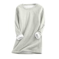 thumbnail image 1 of idosla Women Warm Sherpa Lined Fleece Crewneck Sport Sweatshirt Pullover Loungewear (Light Gray, M), 1 of 7