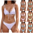 thumbnail image 1 of idosla Women's 2 Piece Bikini Sets Ditsy Floral Swimsuit Tie Back Swimwear (Light Green, S), 1 of 7