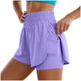 thumbnail image 1 of idosla Women's 2 in 1 Running Shorts High-Split Athletic Short High Waisted 3" Liner Workout Gym Short with Pockets (Purple, XXL), 1 of 9