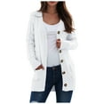 thumbnail image 1 of idosla Women's 2025 Fall Long Sleeve Cable Knit Sweater Open Front Cardigan Button Loose Outerwear (White, 5XL), 1 of 4