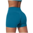 thumbnail image 1 of idosla Women's Biker Shorts 2.5" No Front Seam High Waist Hidden Scrunch Workout Gym Yoga Running Shorts (Blue, S), 1 of 9