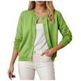 thumbnail image 1 of idosla Women's Cardigan Sweaters Lightweight Crew Neck Button Down Long Sleeve Fall Fashion Outfits 2025 (Green, M), 1 of 9