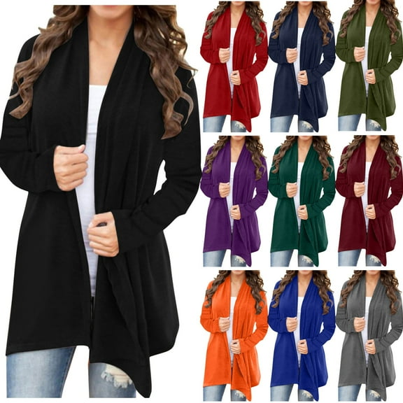 idosla Women's Casual Lightweight Cardigans Open Front Long Sleeve Cardigan Sweaters Loose Fit (Green, XL)