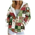 thumbnail image 1 of idosla Women's Christmas Zip Up Hoodies Boho Long Sleeve Printed Drawstring Oversized Hooded Sweatshirt with Pockets (Green, M), 1 of 7