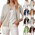 thumbnail image 1 of idosla Women's Classic Long Sleeve Knit Cardigan Sweaters Casual Open Front Button Down Cardigans (White, L), 1 of 9