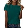 thumbnail image 1 of idosla Women's Cotton Tees Oversized Relaxed Fit Short Sleeve Spring Casual Going Out Tops Vintage Boyfriend T-Shirt (Dark Green, XXL), 1 of 5