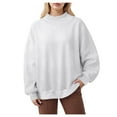 thumbnail image 1 of idosla Women's Crew Neck Sweatshirt Oversized Pullover Casual Fleece Long Sleeve Loose Fit Top Shirt Fashion 2025 Fall Clothes (White, M), 1 of 4