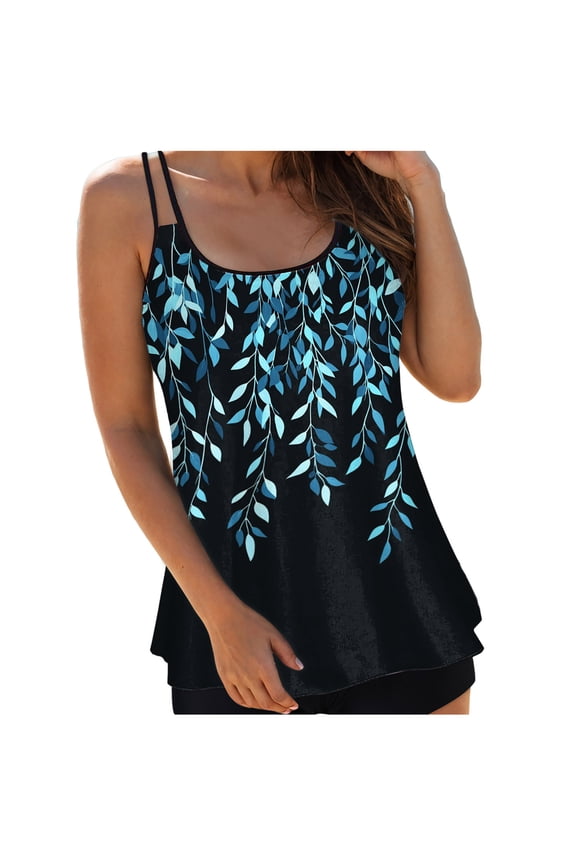 Women's Flowy Tankini Tops Only - Modest Bathing Suit Loose Fit Plus Size Swimsuit Swim Tops for Women 2026 (No Bottom) (Black, XXL)