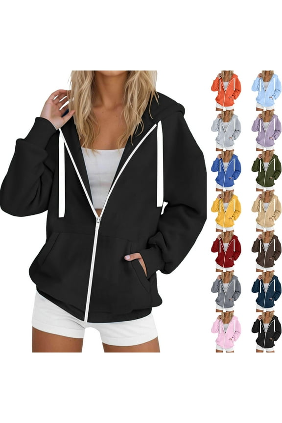 Women's Full Zip Up Hoodie Long Sleeve Hooded Sweatshirts Pockets Jacket Coat for Women (Wine, XL)