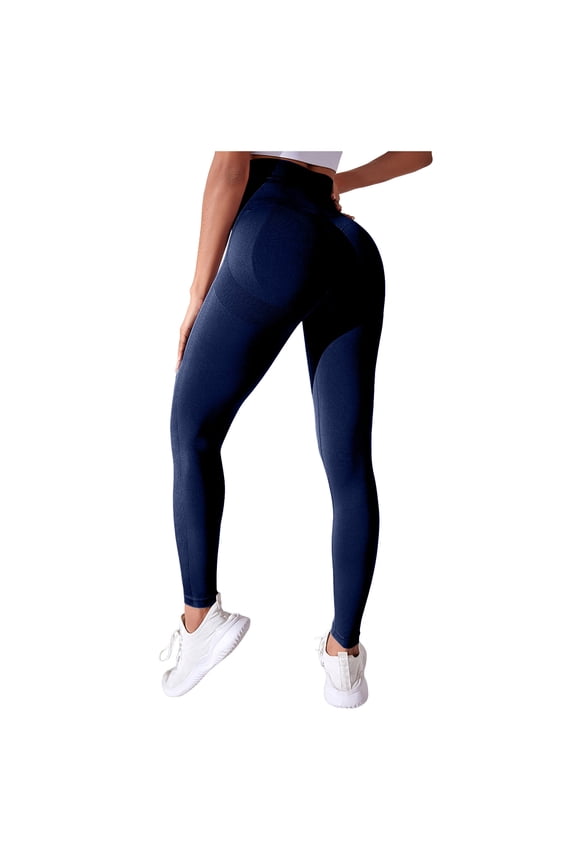 Women's High Waist Workout Seamless Scrunch Booty Leggings Butt Lift Gym Fitness Girl Sport Active Yoga Pants (Blue, S)
