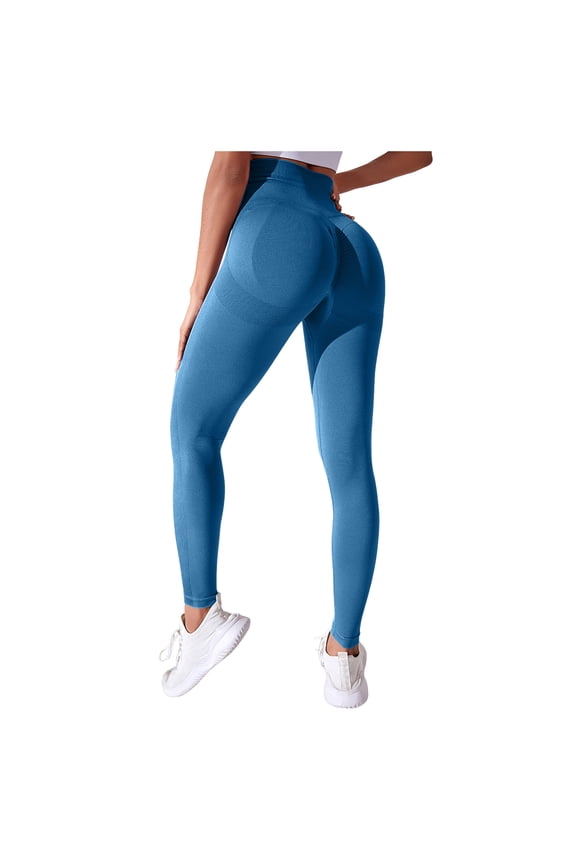 Women's High Waist Workout Seamless Scrunch Booty Leggings Butt Lift Gym Fitness Girl Sport Active Yoga Pants (Light Blue, M)