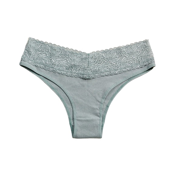 idosla Women's Lace Panties Mid Rise Soft Smooth Breathable Brief Underwear (Light Green, M)