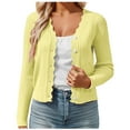 thumbnail image 1 of idosla Women's Long Sleeve Cardigan Casual V-Neck Button Open Front Outerwear Soft Cropped Knit Shrugs Sweater (Yellow, XXL), 1 of 9