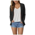 thumbnail image 1 of idosla Women's Long Sleeve Open Front Drape Lightweight Knit Cardigan (Black, XXL), 1 of 9