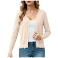 thumbnail image 1 of idosla Women's Long Sleeve V-Neck Button Down Cardigan Knit Shrugs Sweater (Beige, S), 1 of 9