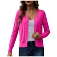 thumbnail image 1 of idosla Women's Long Sleeve V-Neck Button Down Cardigan Knit Shrugs Sweater (Hot Pink, XL), 1 of 8