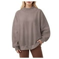 thumbnail image 1 of idosla Women's Oversized Batwing Sweaters 2025 Fall Outfits Trendy Crewneck Knit Side Slit Fashion Pullover Tops (Khaki, L), 1 of 4