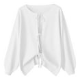 thumbnail image 1 of idosla Women's Plus Size Bow Tie Front Cardigan Sweater Long Sleeve Drop Shoulder Outerwear (White, XL), 1 of 7