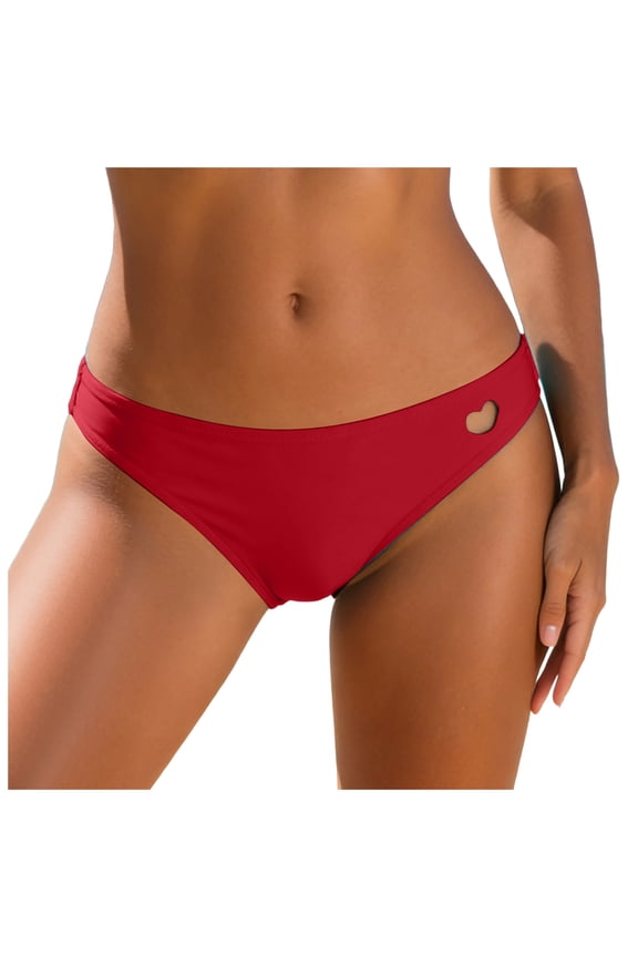 Women's Smoothes Surf Rider Solid Fuller Coverage Bikini Bottom Swimsuit with Clean Finish Front (Red, S)