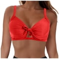 thumbnail image 1 of idosla Women's Solid Bikini Top Swimsuit with Adjustable Tie Back (Red, S), 1 of 7