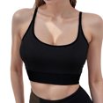 thumbnail image 1 of idosla Women's Sports Bra Sexy Open Back Padded Adjustable Strappy Yoga Bra Low Impact Crop Workout Gym Top (Black, M), 1 of 5