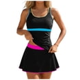 thumbnail image 1 of idosla Women's Tankini Swimsuits Tummy Control Bathing Suits Vintage Two Piece with Skirt Modest Swim Dress (Black, S), 1 of 8